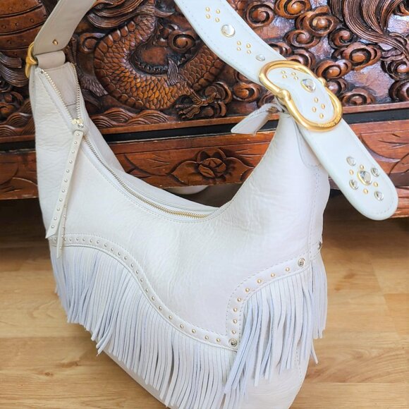 Michael Kors Suede Leather Fringed Hobo Handbag retired style - Picture 10 of 14